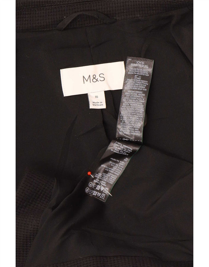 Marks & Spencer Damska marynarka zapinana na 1 guzik UK 16, duża, czarna, bawełniana
