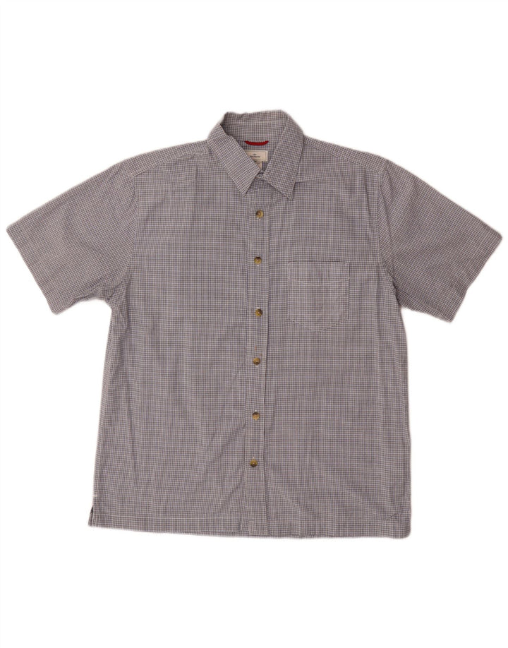 Koszula męska z krótkim rękawem DOCKERS, bawełniana, w średnią niebieską kratkę