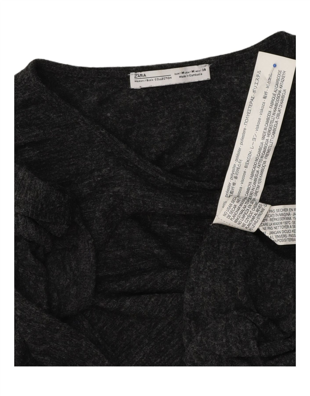 T-shirt damski Zara Top UK 12 Średni szary, nakrapiany poliester