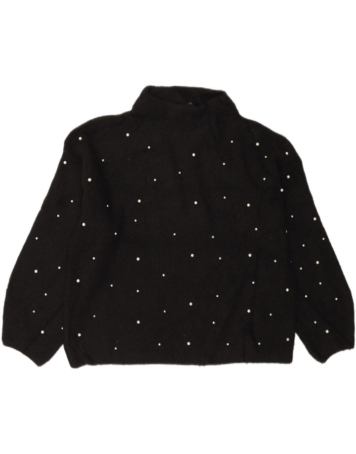 Marks & Spencer Damski sweter z golfem UK 14, duży, czarny akryl