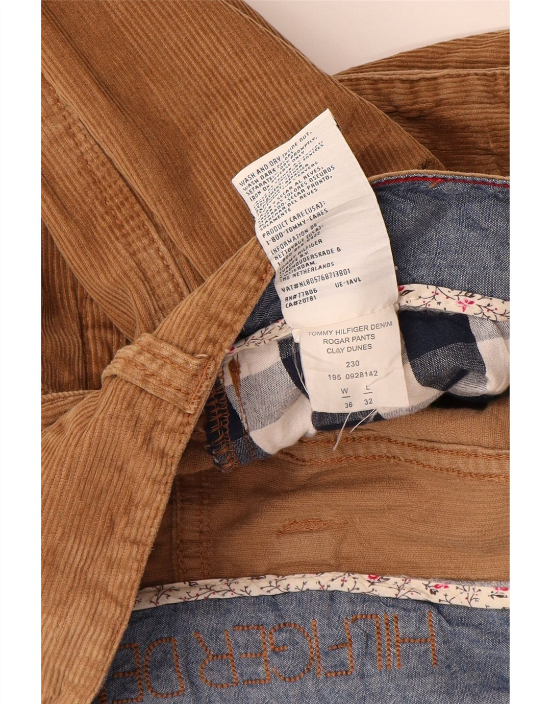 Męskie sztruksowe spodnie TOMMY HILFIGER Bootcut W36 L32 Brązowa bawełna