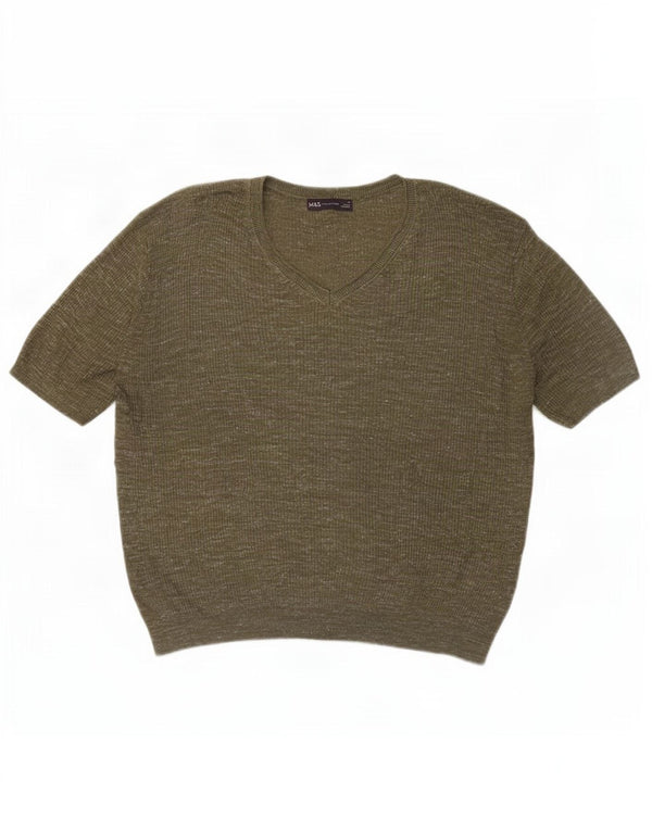 Marks & Spencer Damski sweter z dekoltem w kształcie litery V, UK 14, średni zielony