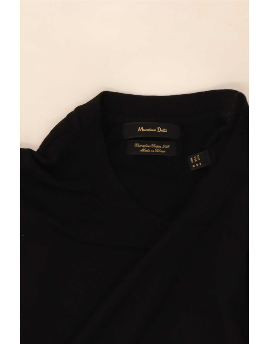 Męski sweter z krótkim rękawem i okrągłym dekoltem Massimo Dutti, średni czarny