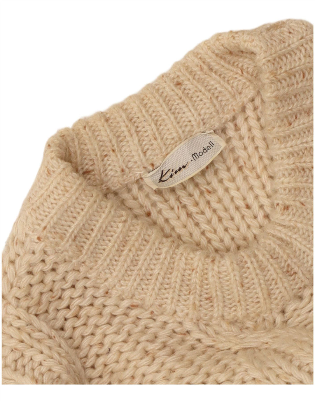 Sweter damski VINTAGE z okrągłym dekoltem UK 16, duży w kolorze złamanej bieli