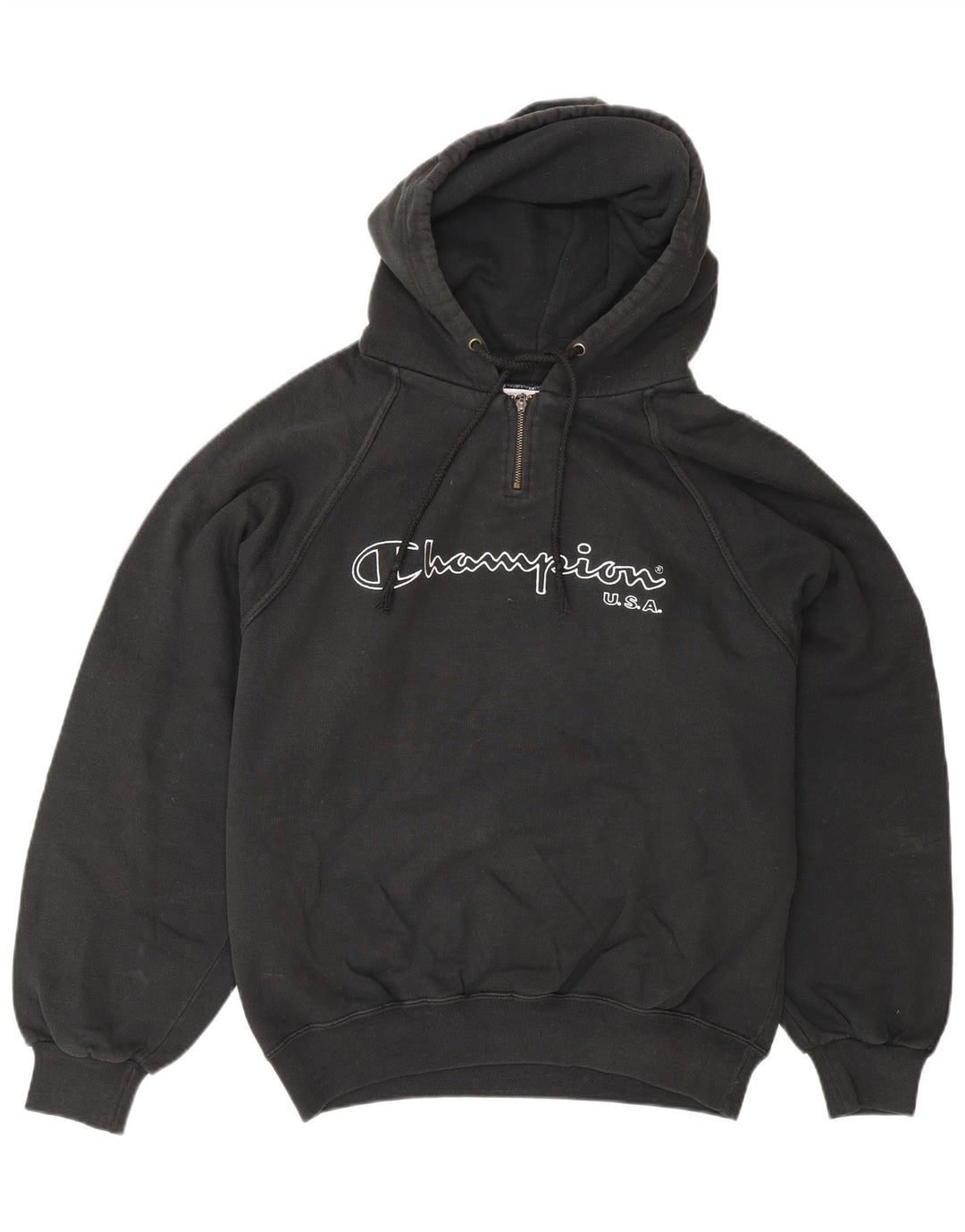 Męski sweter z kapturem i zamkiem błyskawicznym CHAMPION, średniej wielkości, czarny, bawełniany