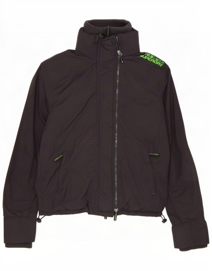 Męska kurtka przeciwdeszczowa Superdry UK 40, duża, czarna, nylonowa