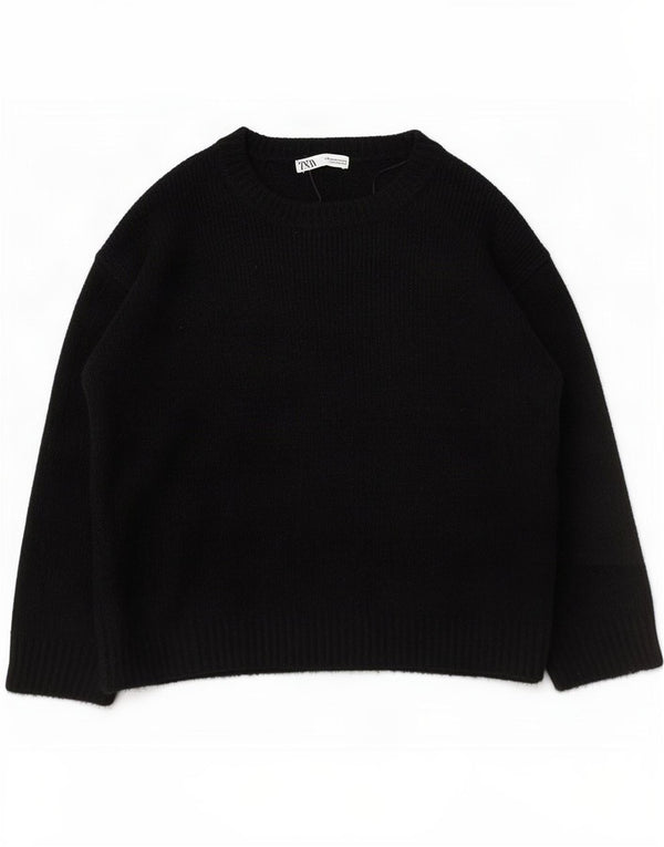 Zara Womens Oversized Turtle Neck Jumper Sweater UK 14 Medium Black Acrylic