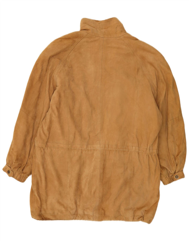 Vintage damski płaszcz zamszowy oversize EU 38 średniobrązowa skóra