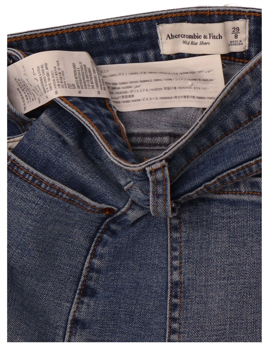 Damskie spodenki jeansowe ABERCROMBIE & FITCH ze średnim stanem US 8 Medium W29 niebieskie