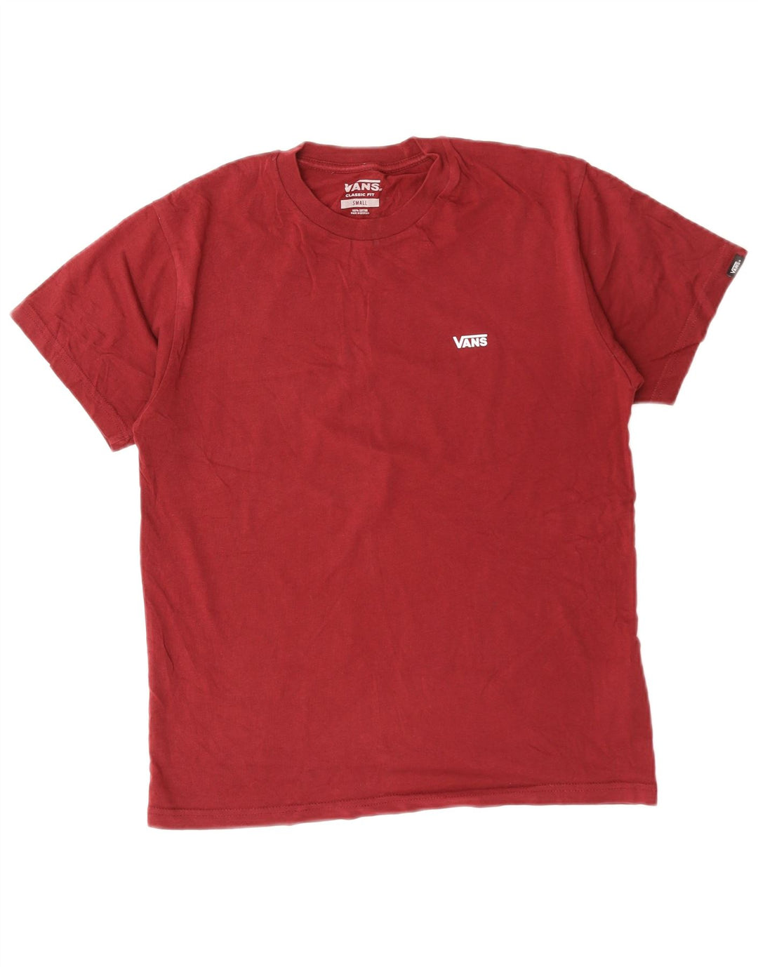 Męski T-shirt VANS o klasycznym kroju, mały, bordowy, bawełniany