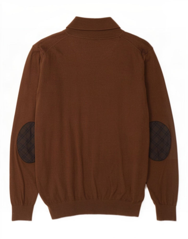 Męski sweter Massimo Dutti z szalowym dekoltem XL, brązowy, bawełniany