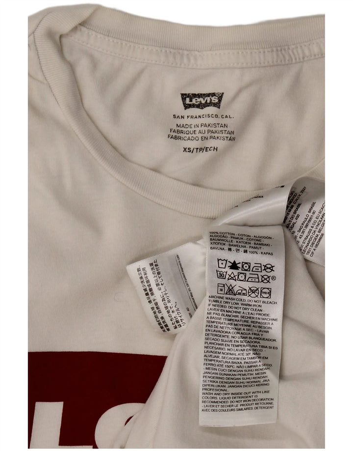 Damska koszulka z grafiką LEVI'S Top UK 6 XS, biała bawełna
