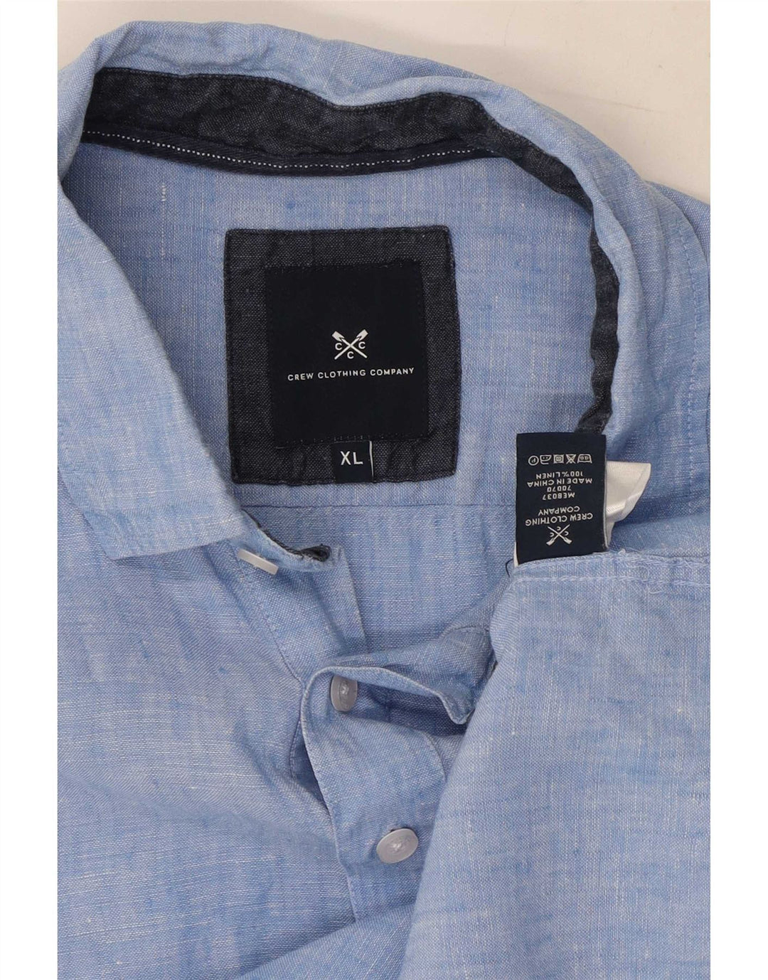 Crew Clothing Męska koszula pulowerowa z krótkim rękawem XL, niebieska lniana