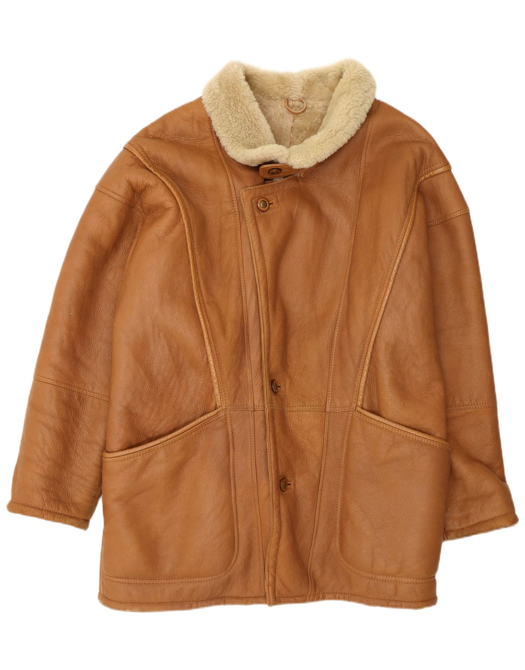 Męska kurtka shearling Vinci UK 40, duża brązowa skóra