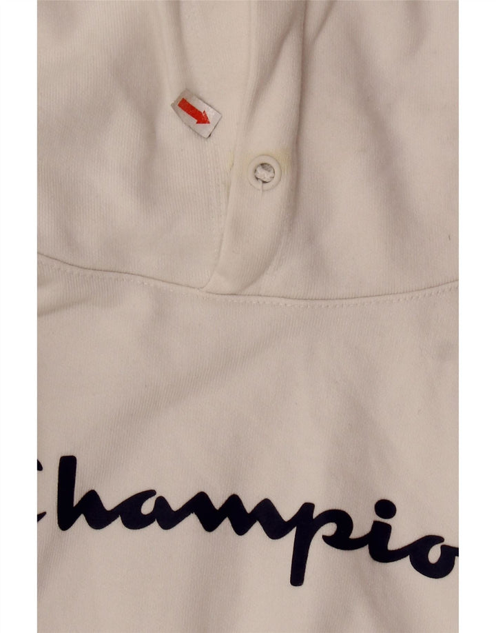 Damska bluza z kapturem CHAMPION Crop Graphic z krótkim rękawem UK 10 Small White