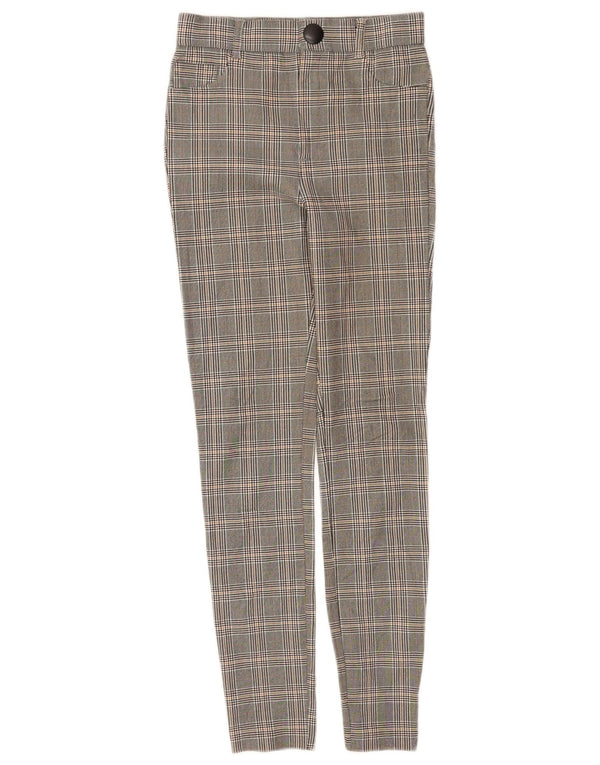 Damskie spodnie Skinny Casual Zara XS W24 L28 Szara wiskoza w kratę