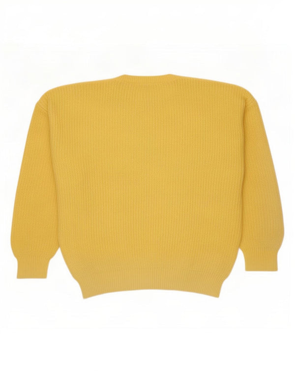 Vintage męski sweter z wycięciem pod szyją, duży żółty