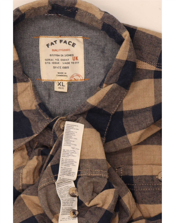 Koszula flanelowa męska Fat Face XL w beżową kratkę, bawełniana