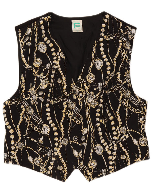 Franken Walder Womens Abstract Pattern Waistcoat IT 46 Large Black Acetate