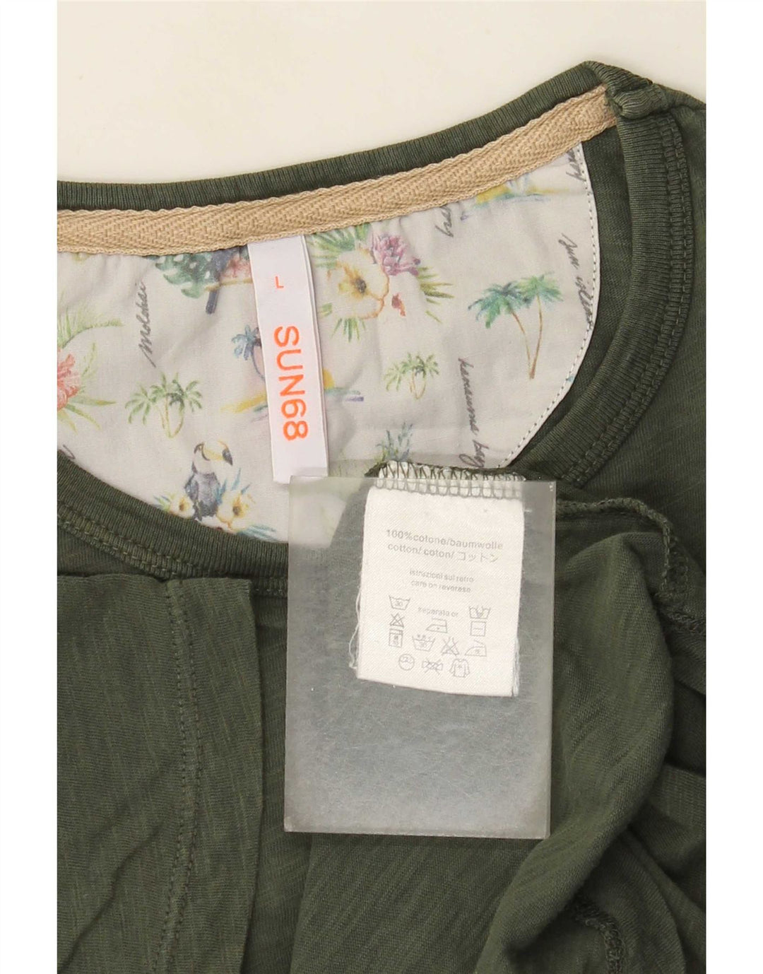 T-shirt męski Sun68, duży, bawełniany khaki