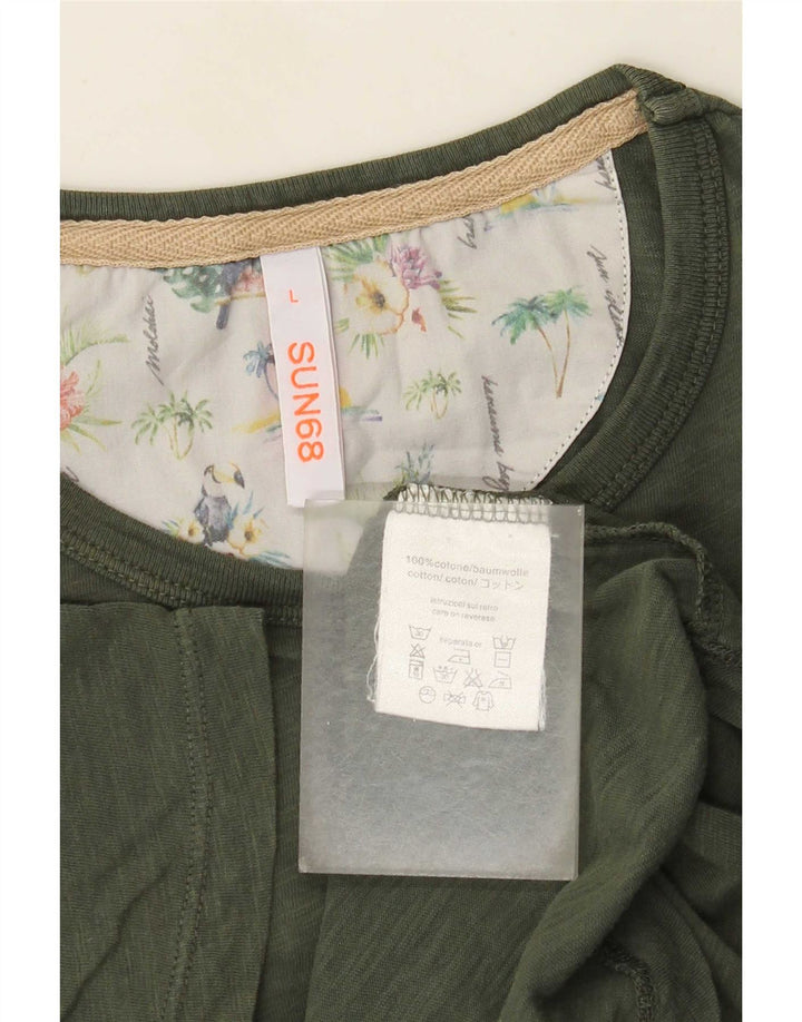 T-shirt męski Sun68, duży, bawełniany khaki