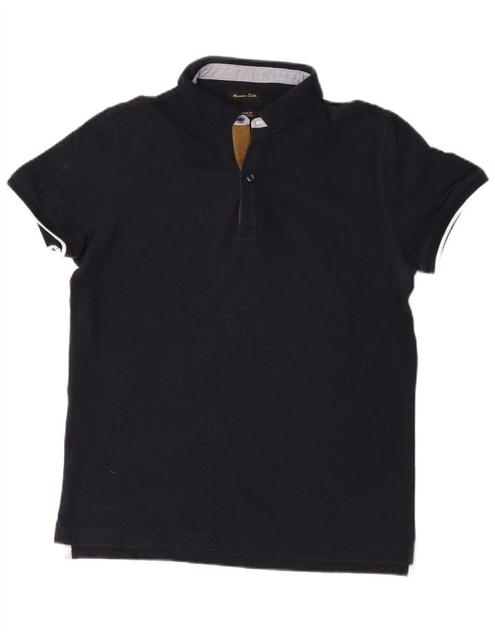 Męska koszulka polo Massimo Dutti o swobodnym kroju, średnia, granatowa, bawełniana