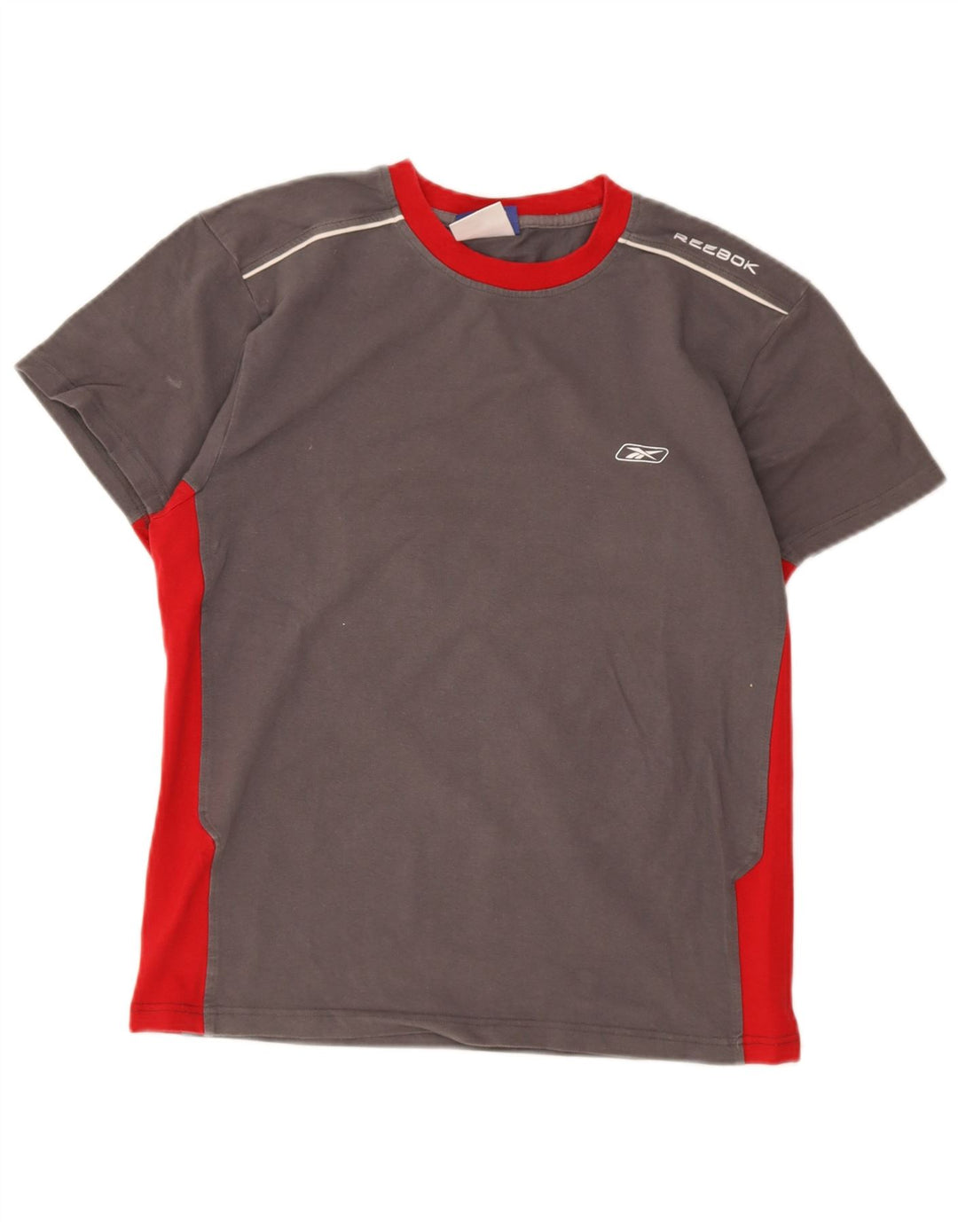 T-shirt męski Reebok, duży, szary, bawełniany z blokami kolorów