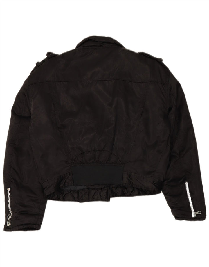 Damska kurtka motocyklowa typu oversize WAMPUM UK 10, mała, czarna, nylonowa