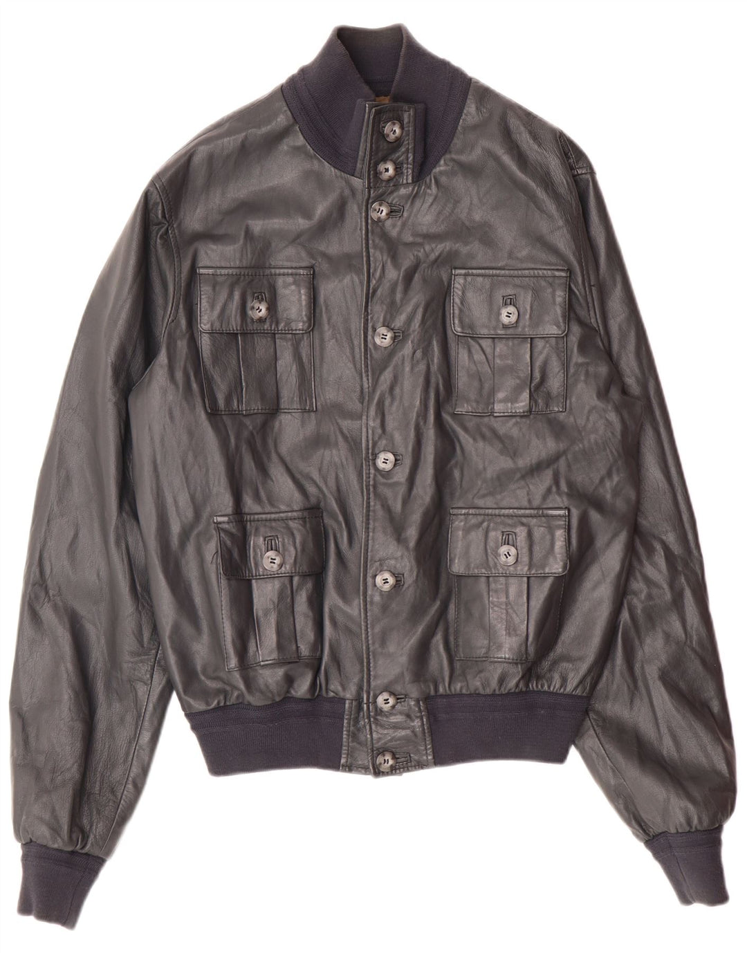 Vintage męska skórzana kurtka bomber UK 36 mała szara skóra