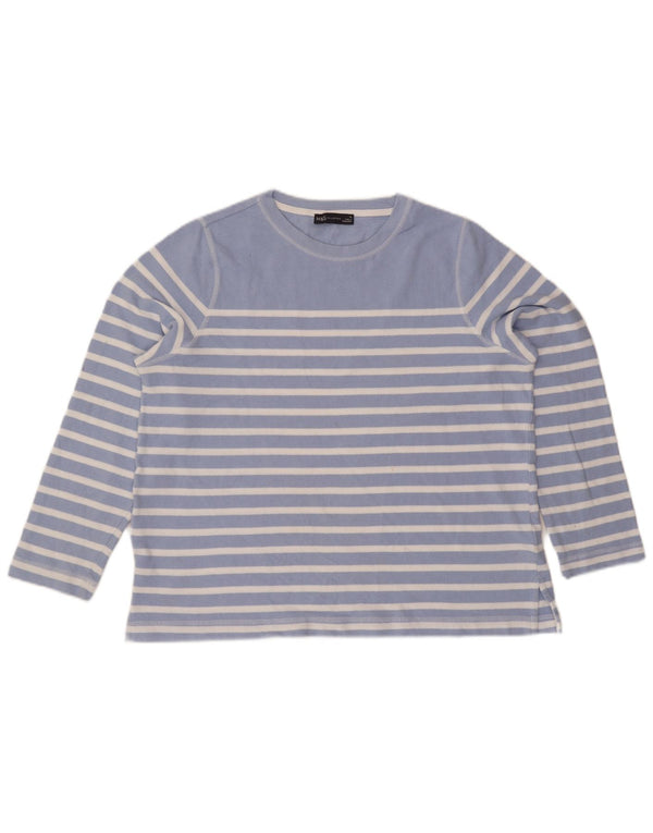 Marks & Spencer Damski top z długim rękawem, UK 18 XL, bawełniany w niebieskie paski