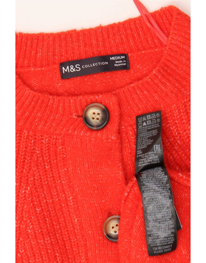 Marks & Spencer Damski sweter rozpinany UK 14 Średni pomarańczowy nakrapiany akryl