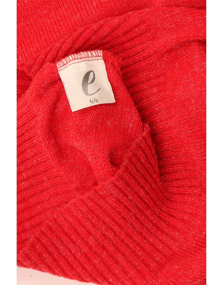 Vintage damski sweter z dekoltem w łódkę IT 44 średni czerwony nakrapiany