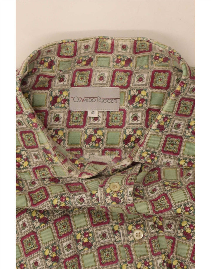 Koszula męska w stylu vintage, rozmiar 43, duża, wielokolorowa, geometryczna
