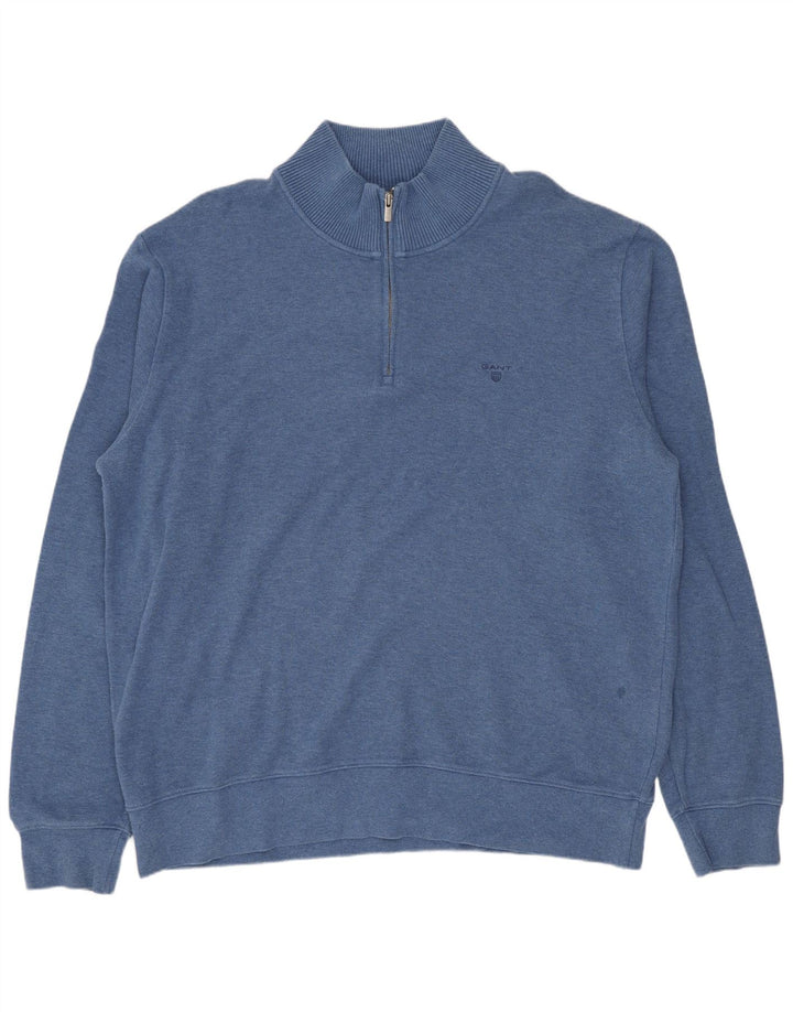 Męski sweter z zamkiem błyskawicznym GANT 3XL, niebieski, bawełniany