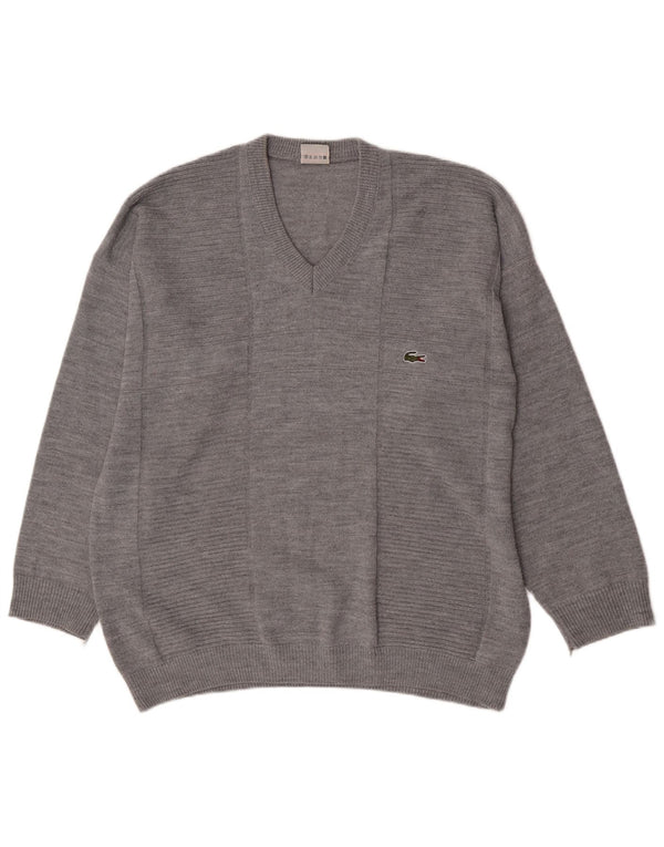 Lacoste Męski sweter z dekoltem w kształcie litery V, 2XL, szary, bawełniany