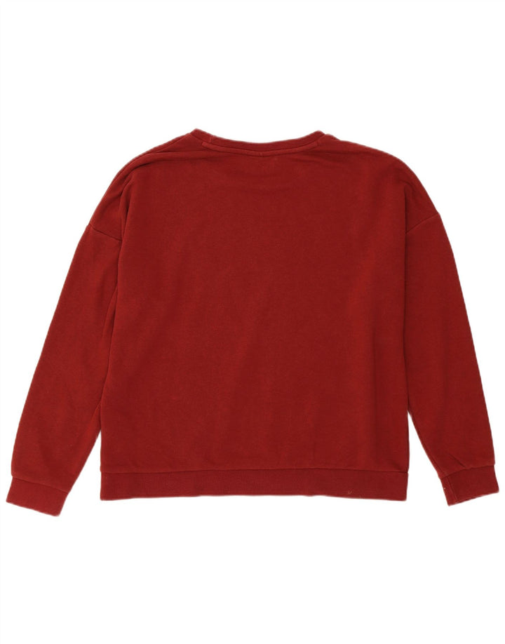 PUMA Womens Oversized Graphic Sweatshirt Jumper UK 10 Small Burgundy