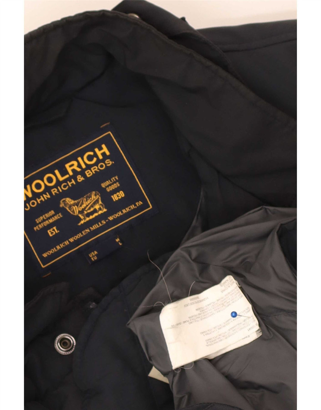 Męska ocieplana kurtka Woolrich UK 38 Średni granatowy, bawełniany