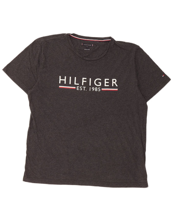 Męska koszulka z grafiką Tommy Hilfiger Top 2XL Szara bawełna