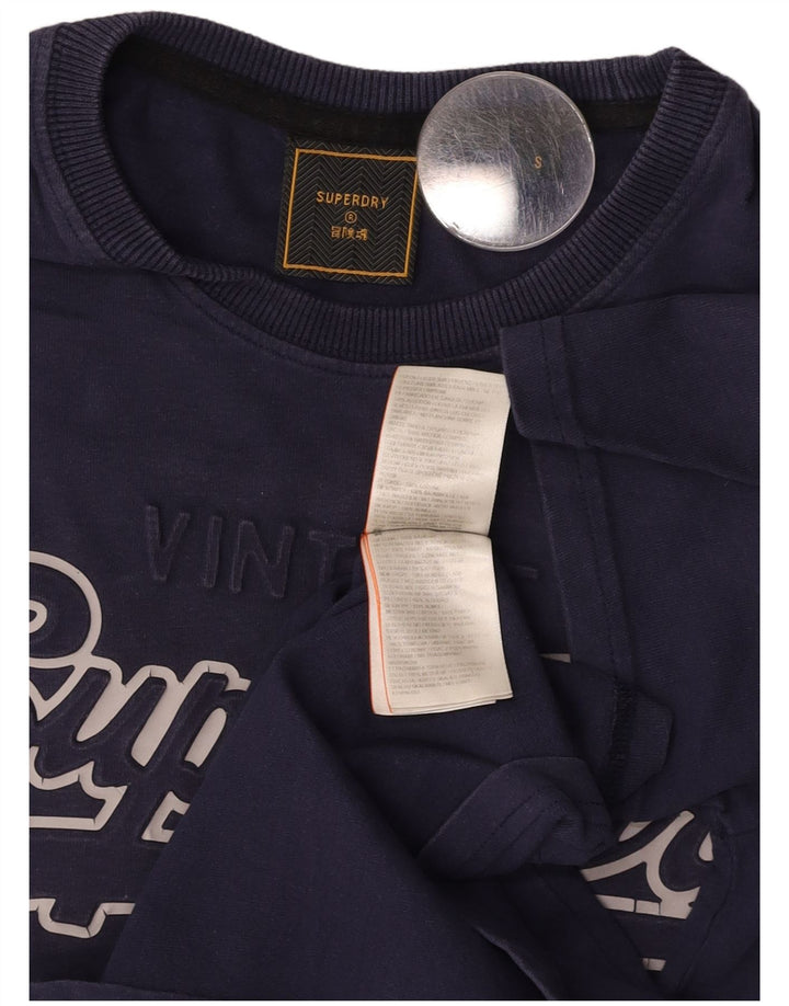 SUPERDRY Męski T-shirt z grafiką, mały, granatowy, bawełniany