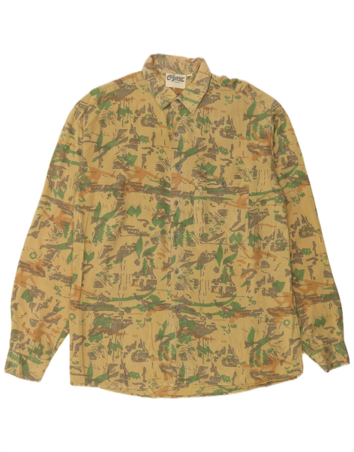 Koszula męska Ozone w abstrakcyjny wzór, średnia żółta wiskoza