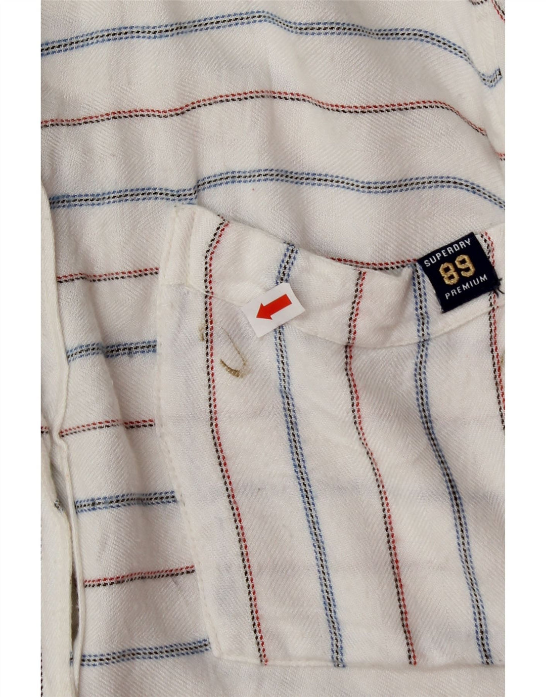 SUPERDRY Womens Shirt UK 16 Large White Striped Viscose Vintage Superdry and Second-Hand Superdry from Messina Hembry 