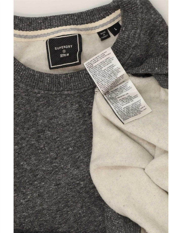 Męski sweter Superdry, duży, szary, z bawełny w cętki