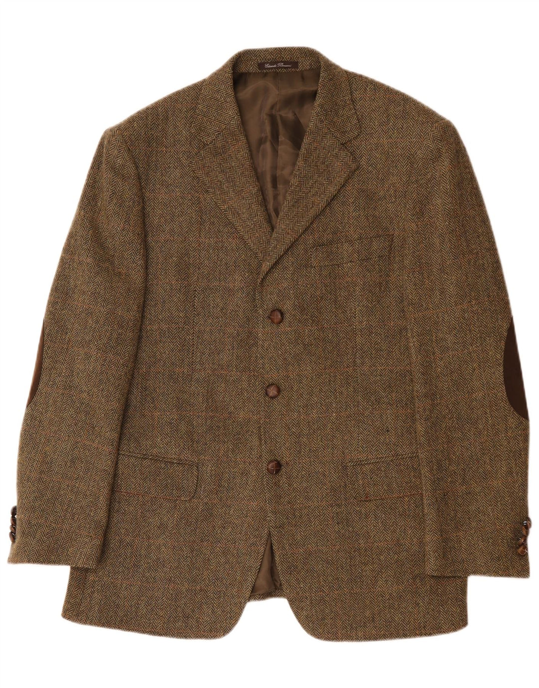 Vintage męska marynarka zapinana na 3 guziki IT 52 XL Khaki, wełna w jodełkę