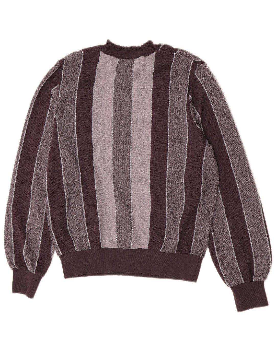 Sweter damski w stylu vintage z golfem IT 44 Średni szary akryl w paski