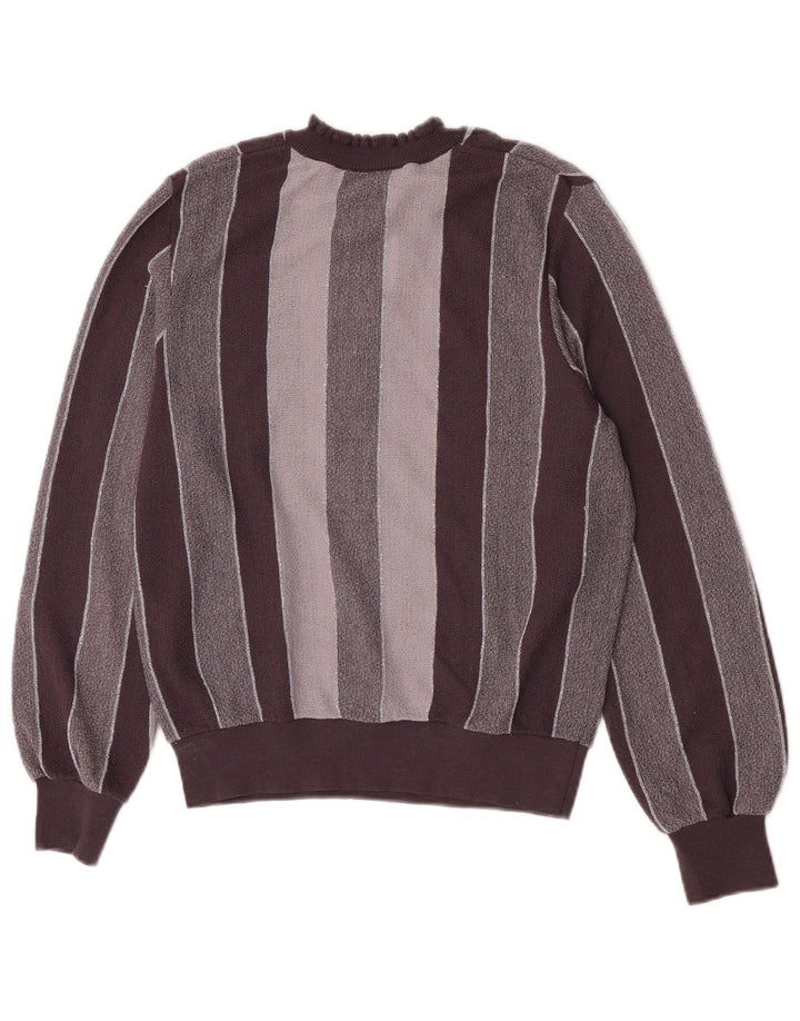 Sweter damski w stylu vintage z golfem IT 44 Średni szary akryl w paski