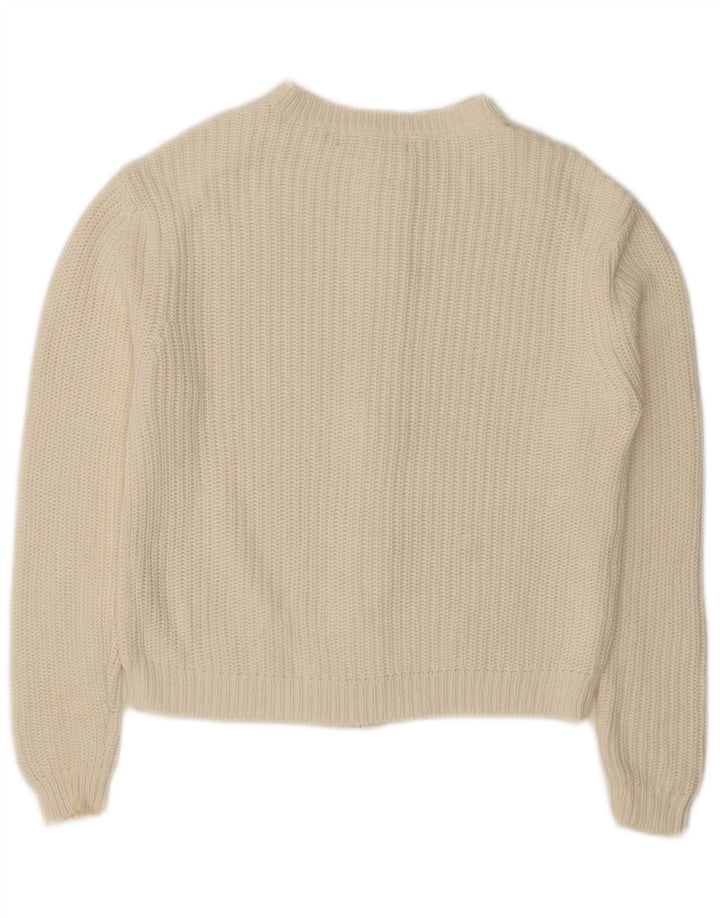 Marks & Spencer Damski sweter rozpinany z pełnym zamkiem, UK 14, średnia biała bawełna