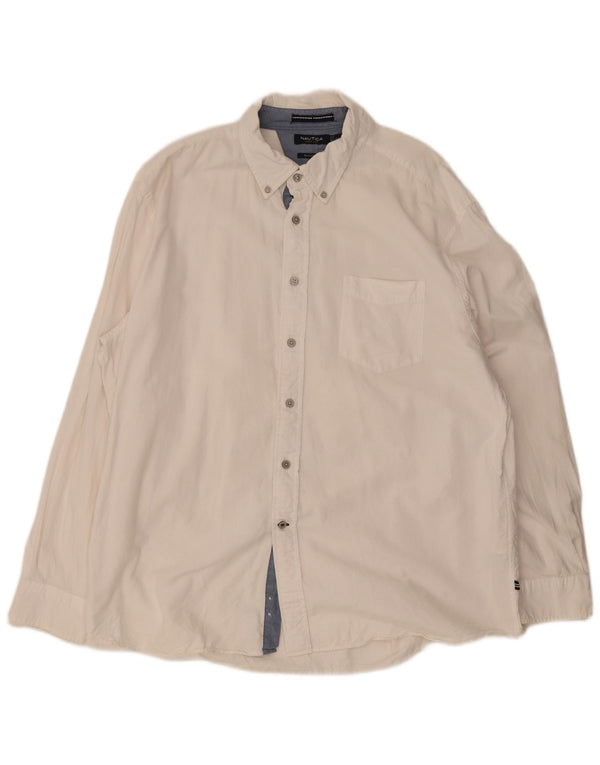 Nautica Mens Classic Fit Shirt 2XL White Cotton