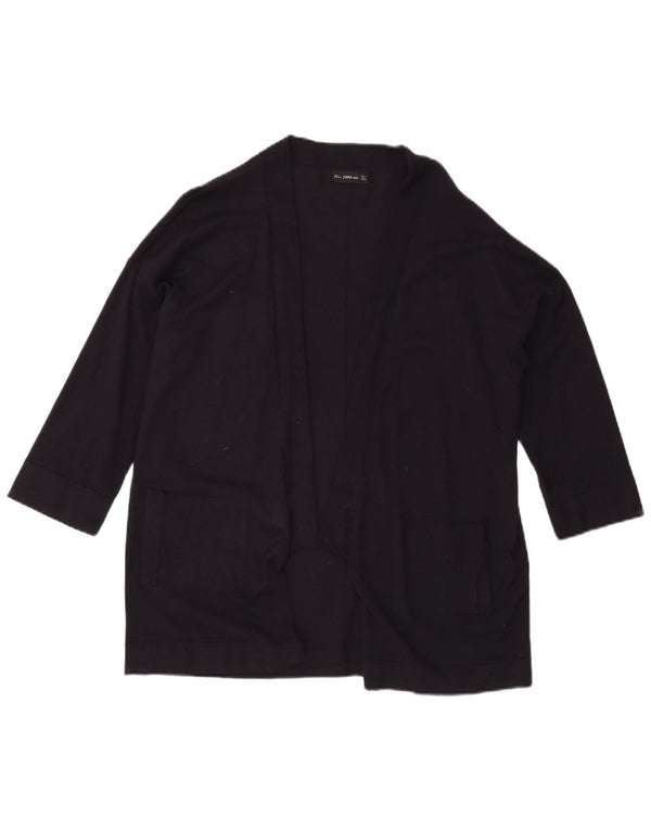 Damski sweter rozpinany z rękawem 3/4 Zara UK 16, duży, granatowy