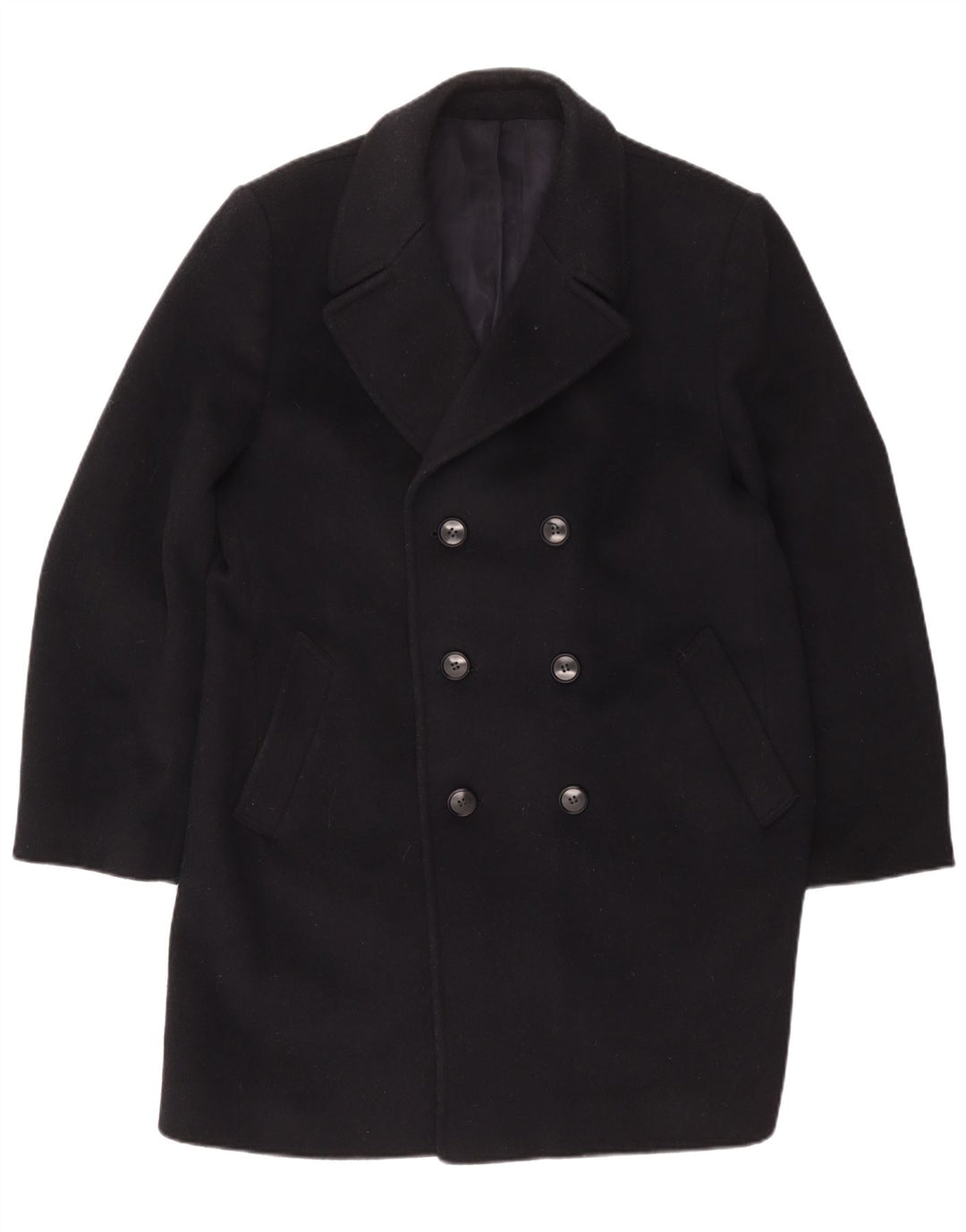 VINTAGE Męski dwurzędowy płaszcz UK 42 XL Granatowa wełna