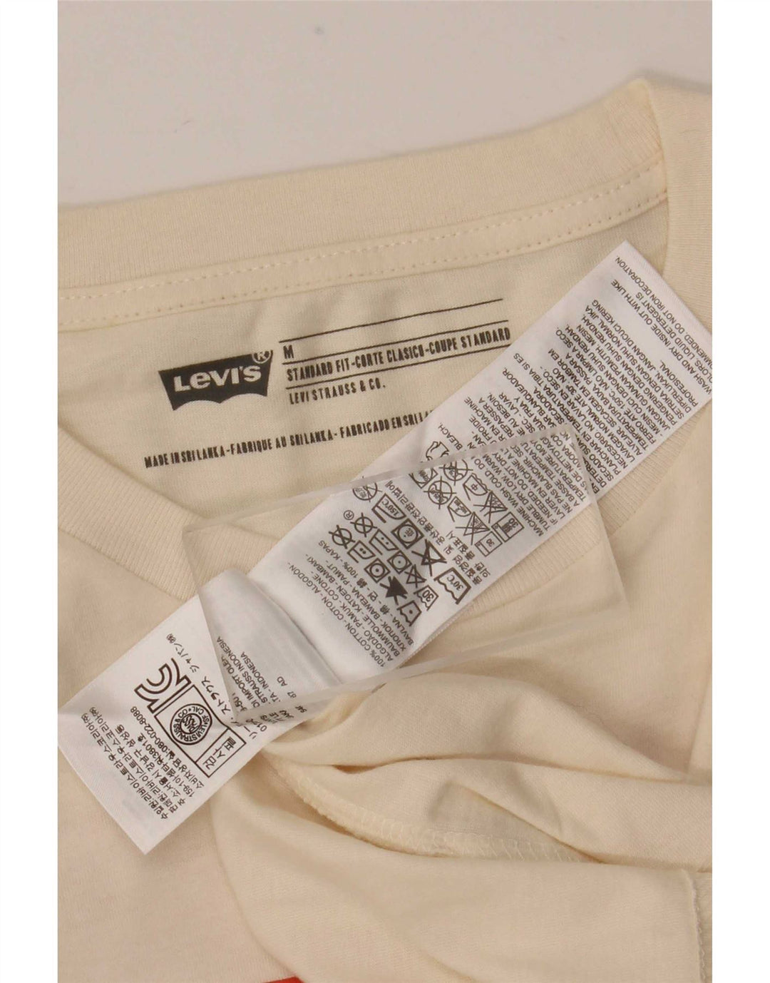 Męski top Levi's o standardowym kroju z grafiką, z długim rękawem, w średnim kolorze złamanej bieli, geometryczny